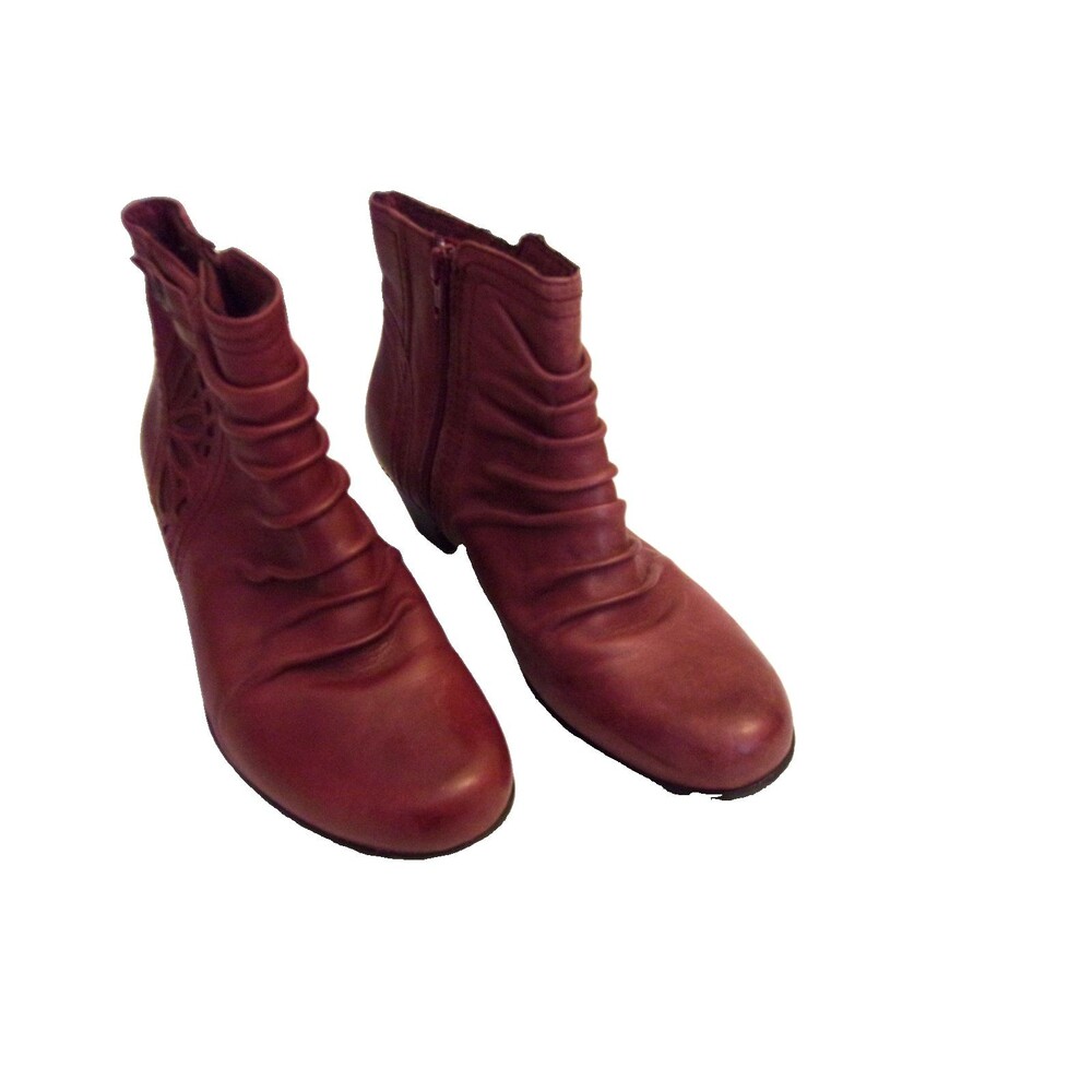 Rockport Cobb Hill Abeline Brick Red Ankle Boots Leather Sz. 8,5 M Zipper
